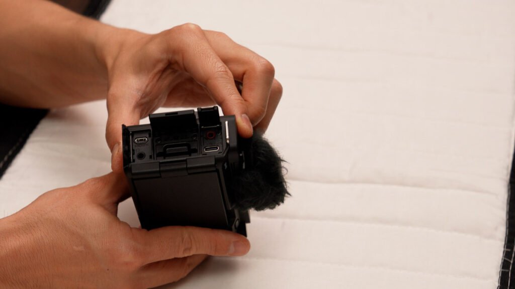 Sony ZV-E1 mirrorless camera rear LCD touchscreen displaying video recording interface