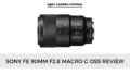 An image of Sony FE 90mm f2.8 Macro G OSS lens with a white background