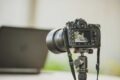 A Sony camera being used to record a video.