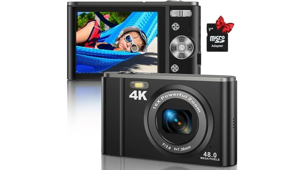 high resolution pocket camera with zoom and sd card