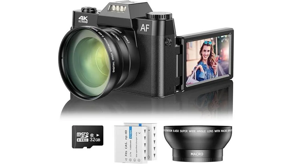 high resolution vlogging camera with flip screen and 48mp photography