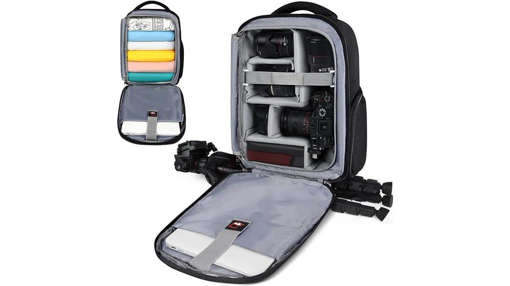 lubardy camera bag with laptop compartment and rain cover