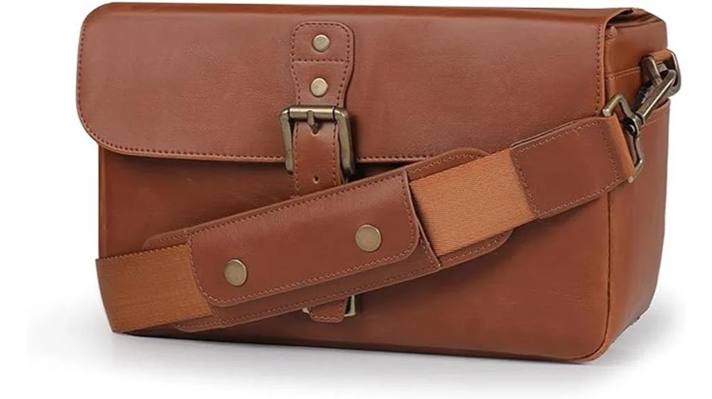 stylish leather messenger camera bag
