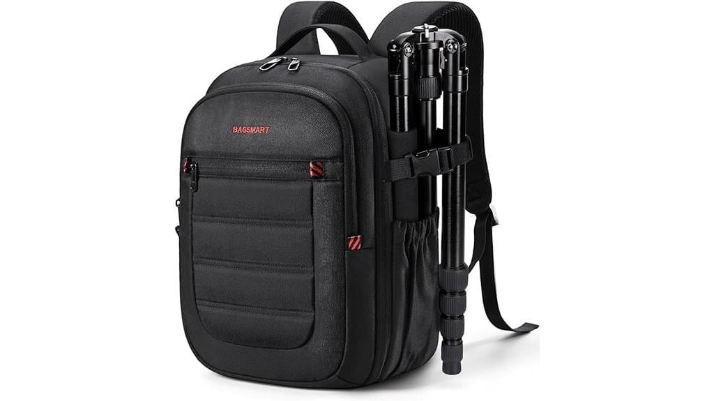 versatile camera backpack with laptop compartment and rain cover