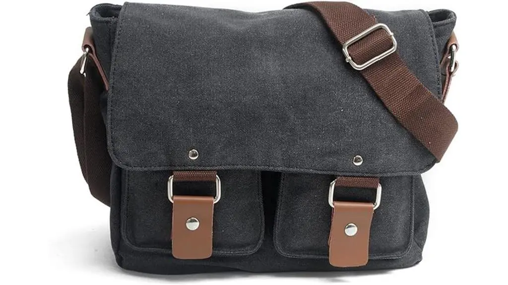 vintage camera bag with leather trim