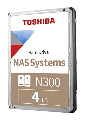 Toshiba N300 4TB NAS 3.5-Inch Internal Hard Drive - CMR SATA 6 GB/s 7200 RPM 256 MB Cache